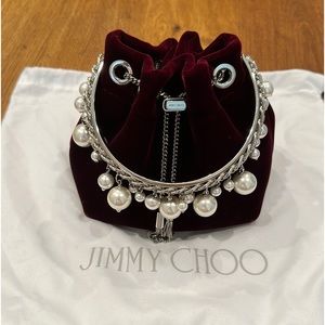 Gorgeous burgundy velvet Bon Bon Jimmy Choo evening bag